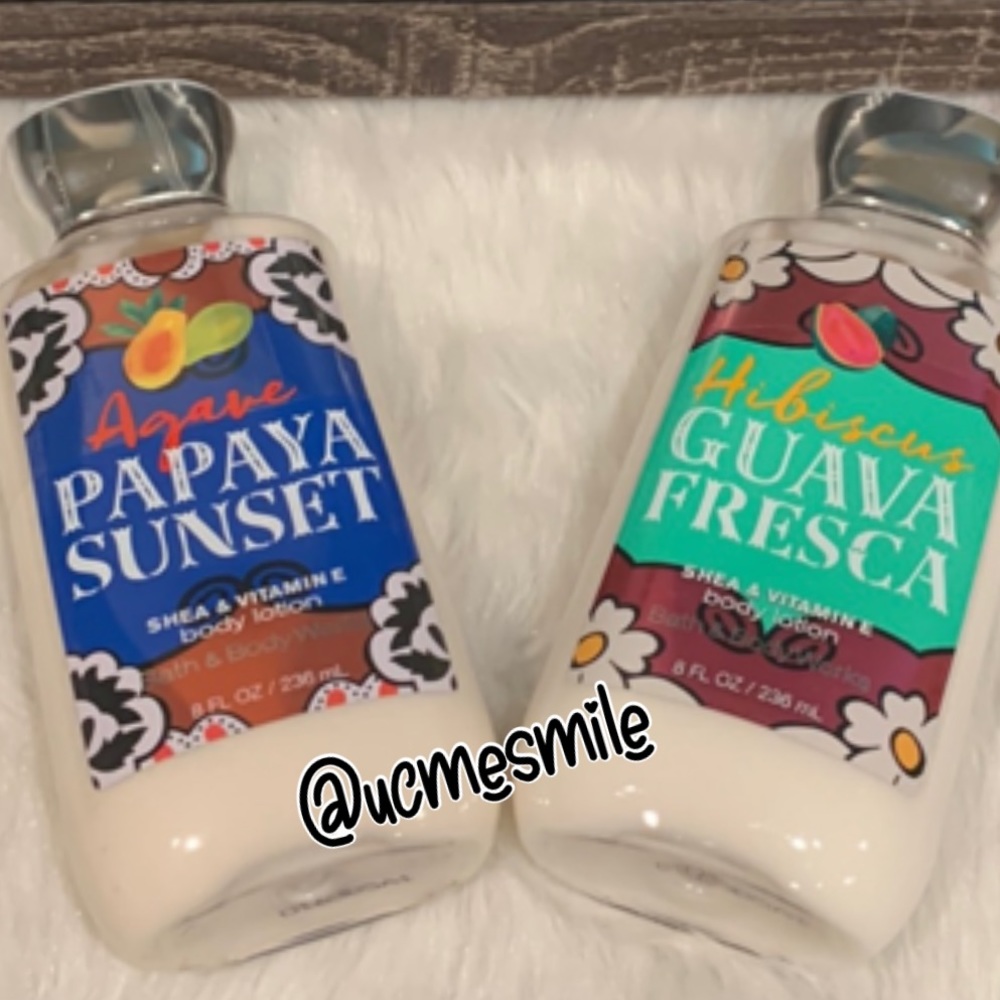 Bath & Body Works Papaya Sunset & Guava Fresca Body Lotion Bundle